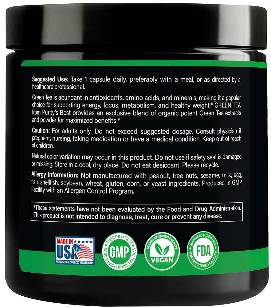 Purity's Best Green Tea Extract 500 mg Antioxidant Support - 150 Capsules - image 3