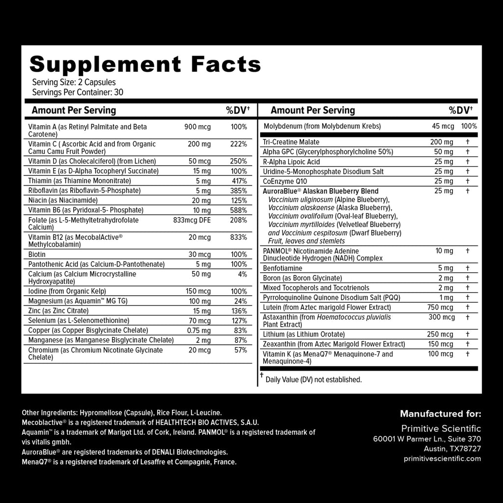 Primitive Scientific Whole Food Daily Essential Multivitamins
