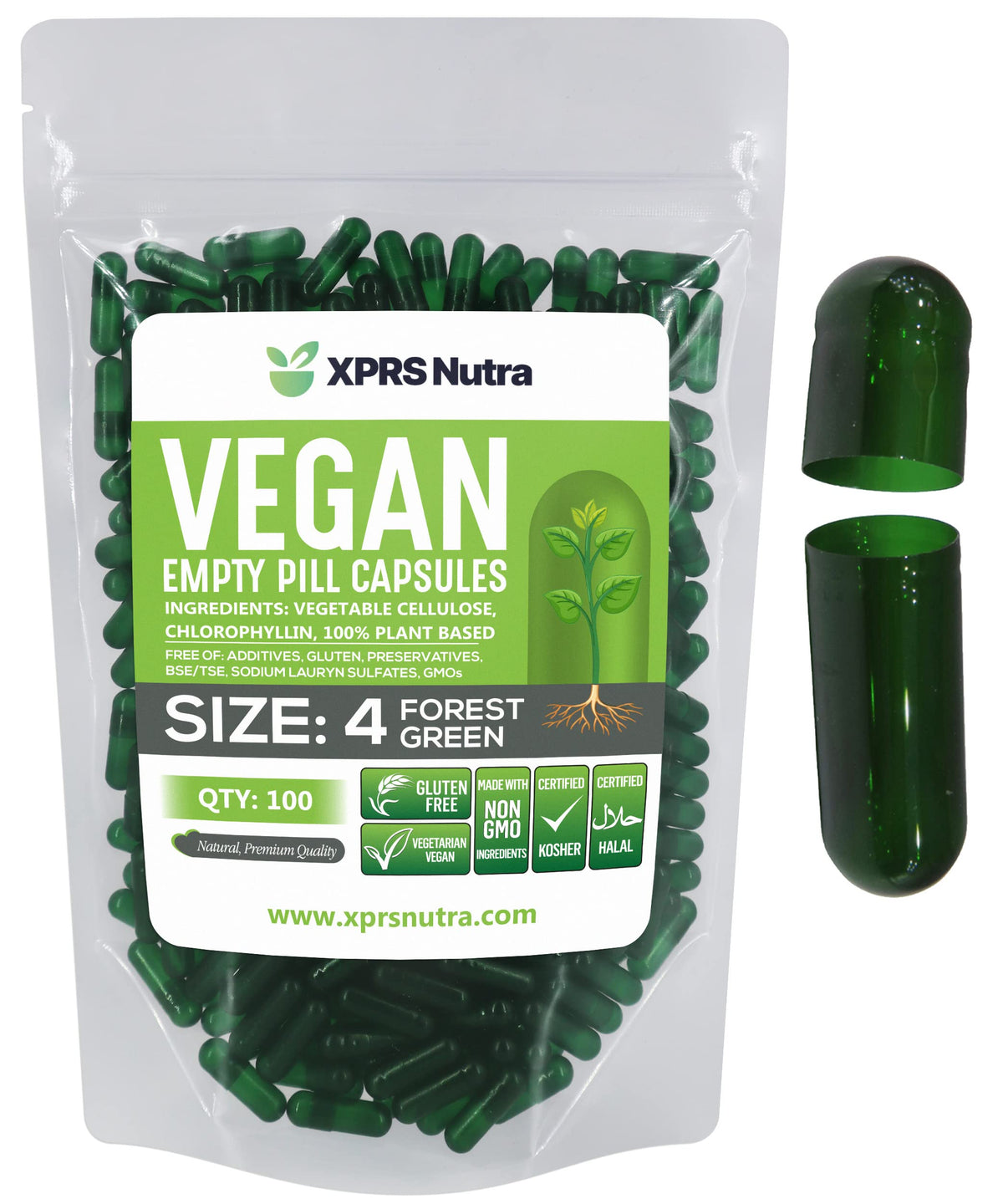 XPRS Nutra Size 4 Empty Vegetarian Capsules - 100 Count