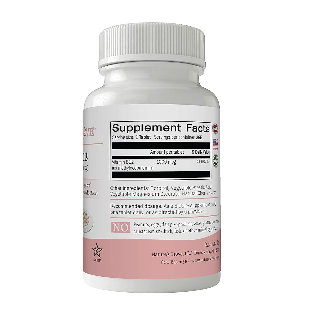 Nature's Trove Vitamin B12 Methylcobalamin 1000 mcg - 365 Tablets - image 2