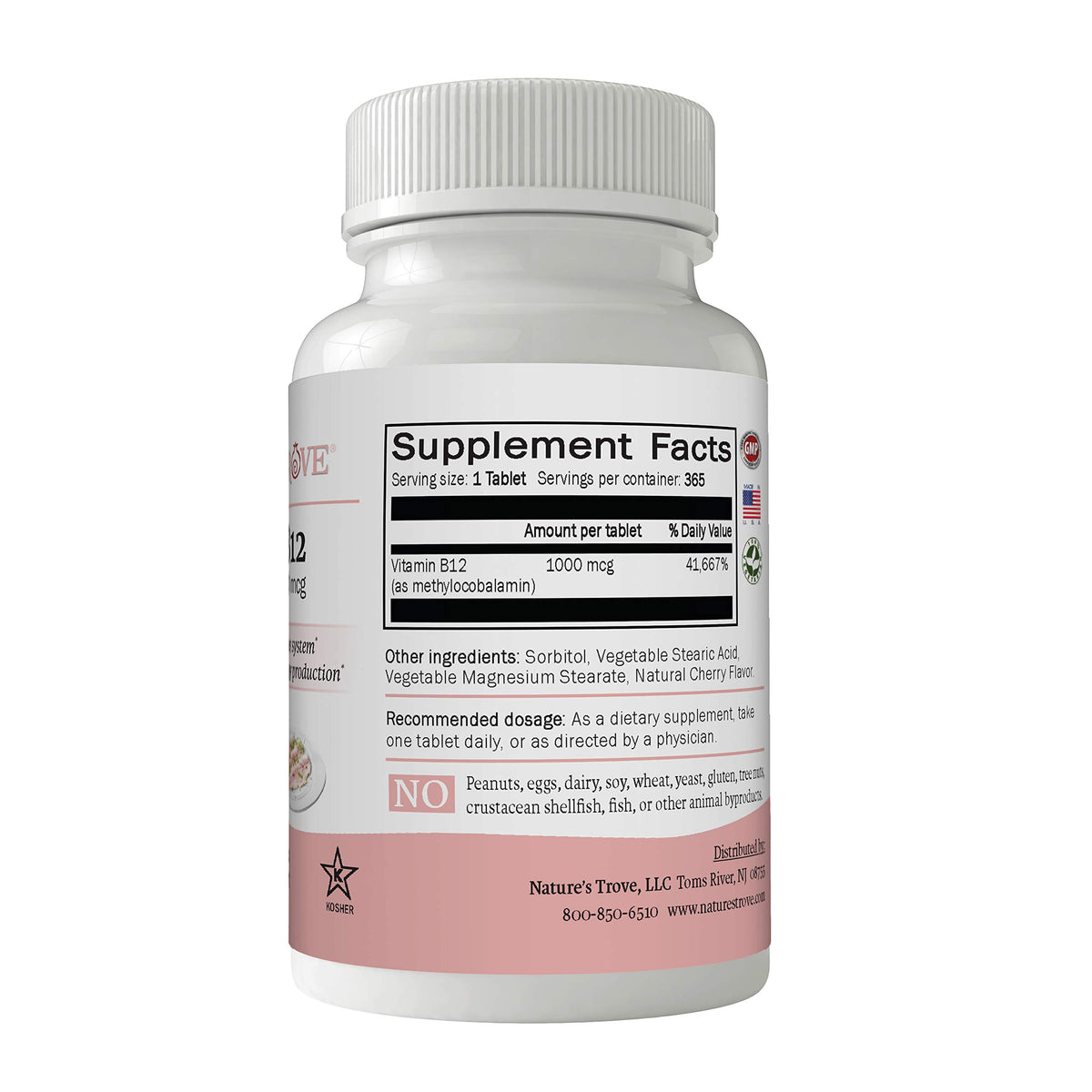 Nature's Trove Vitamin B12 Methylcobalamin 1000 mcg - 365 Tablets - image 2