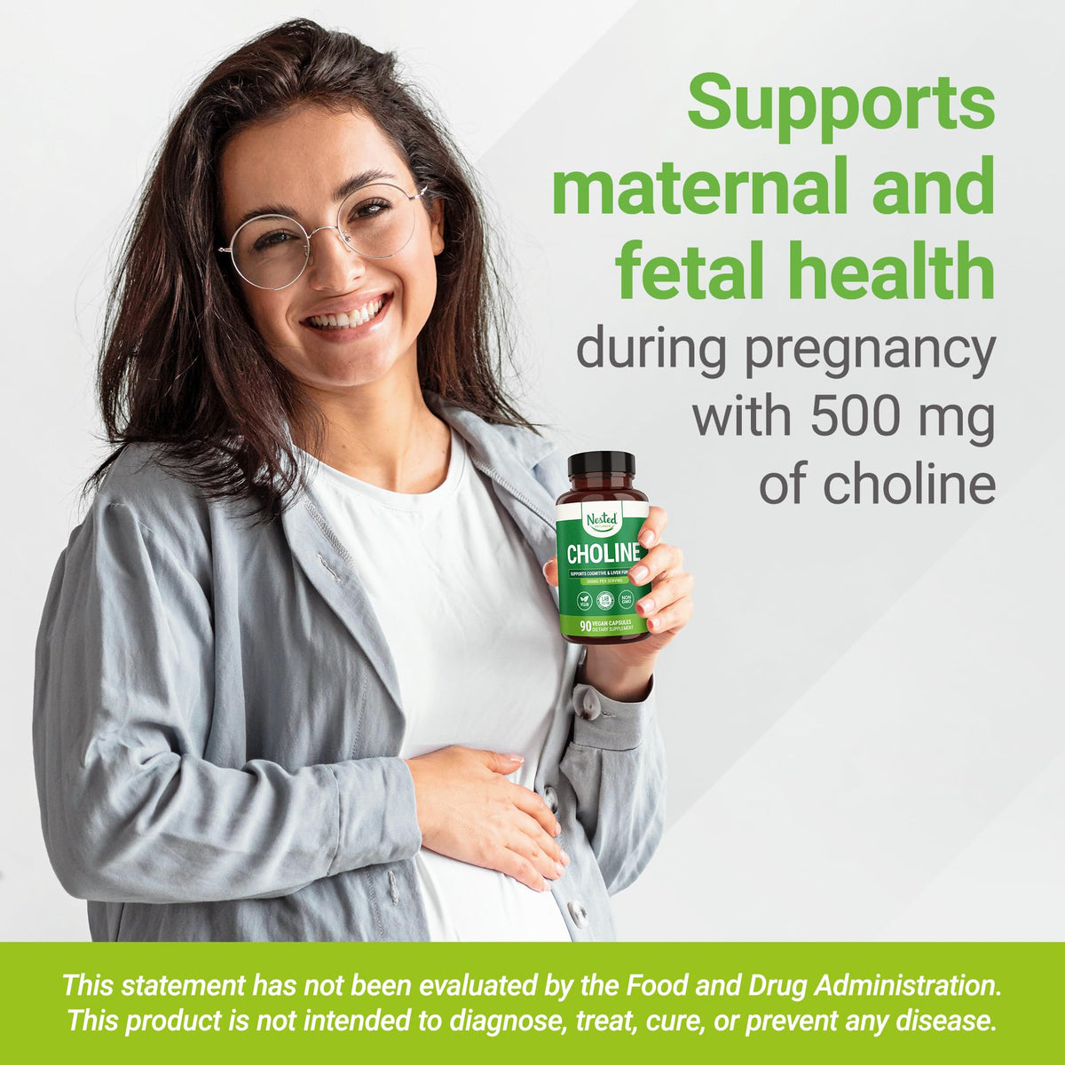 Nested Naturals Choline Bitartrate 500mg Cognitive Support - 90 Vegan Capsules - image 5