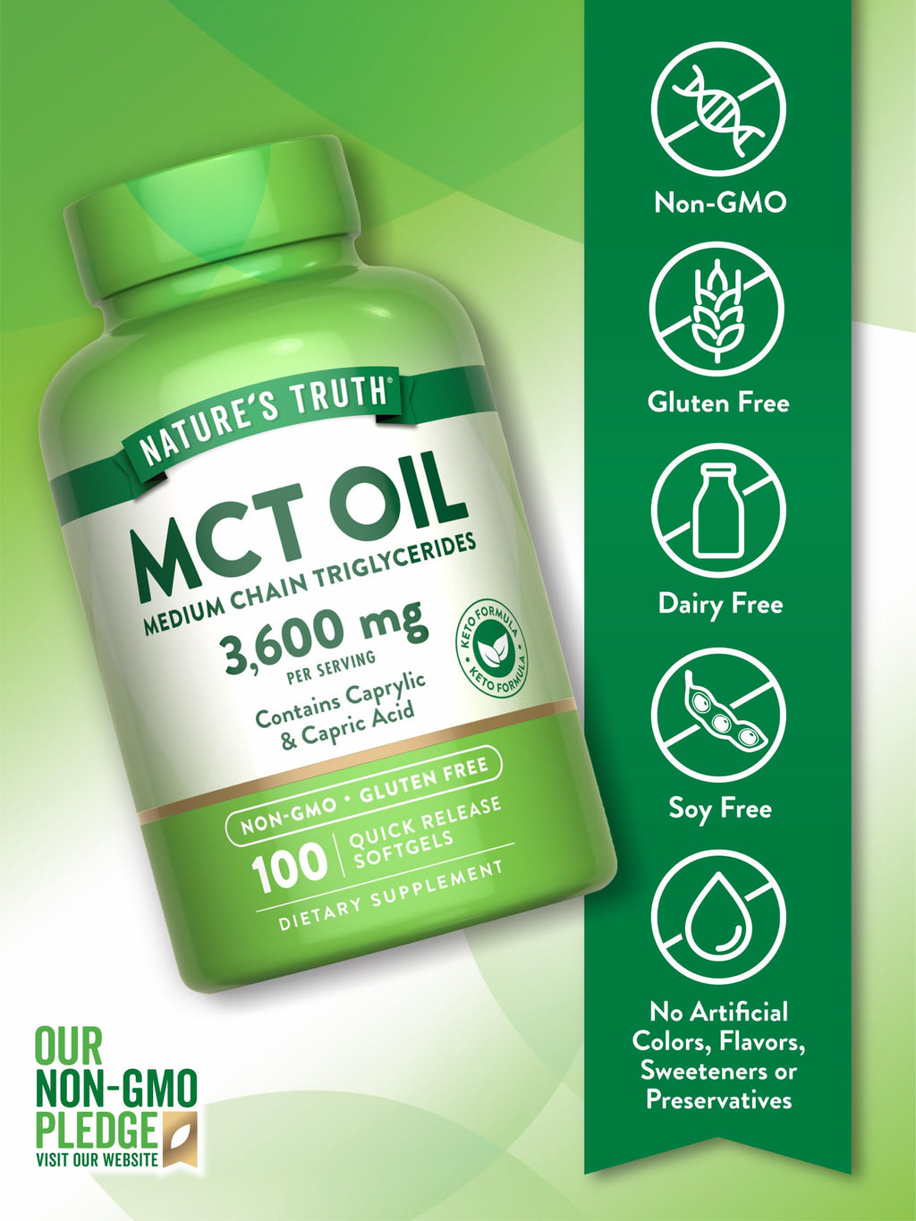 Nature's Truth MCT Oil Pills 3600mg Keto Friendly - 100 Softgels - image 3