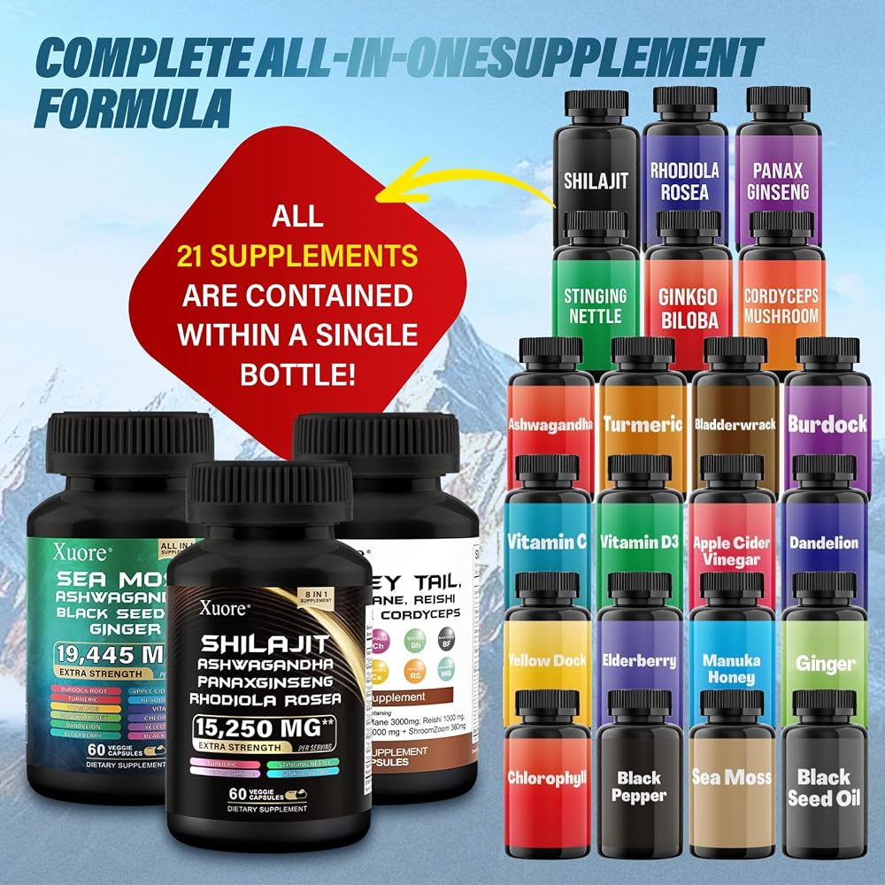 Xuore Shilajit Mushroom & Herb Supplement - 180 Capsules - image 5