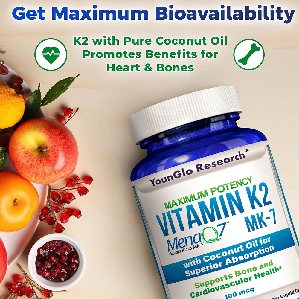 YounGlo Research Vitamin K2 MK7 100 mcg Bone Strength - 120 Capsules - image 5