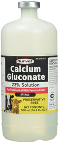 Durvet Calcium Gluconate 23% Solution for Cattle - 500 mL