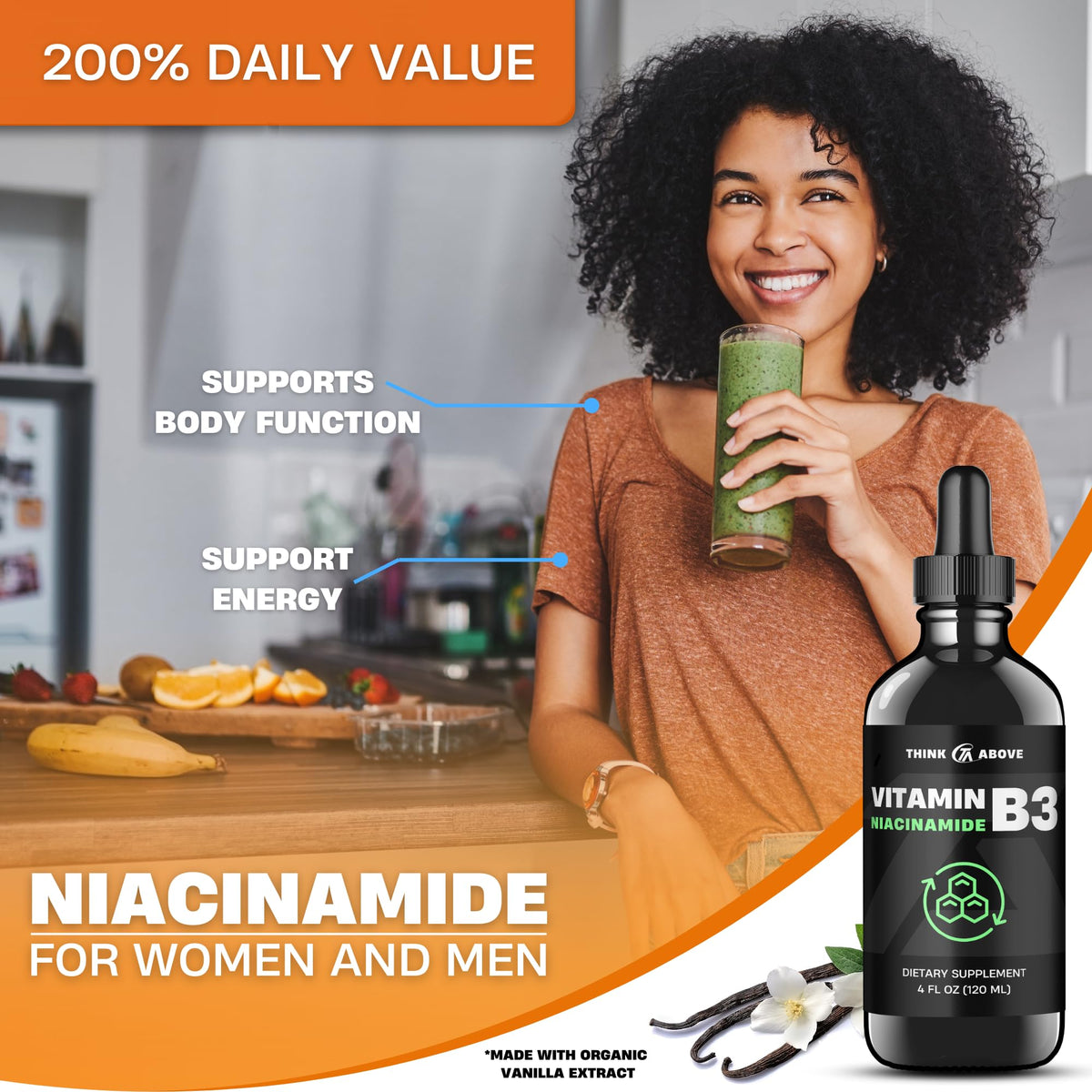 Think Above Liquid Vitamin B3 (as Niacinamide) Supplement - Non Flush