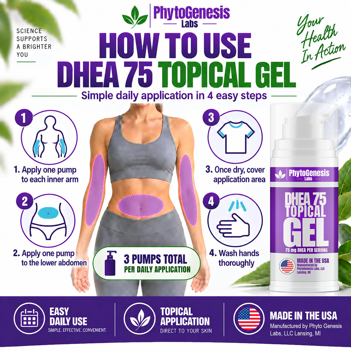 Androgenesis DHEA Topical Gel 75mg - 4 Fl Oz - image 4