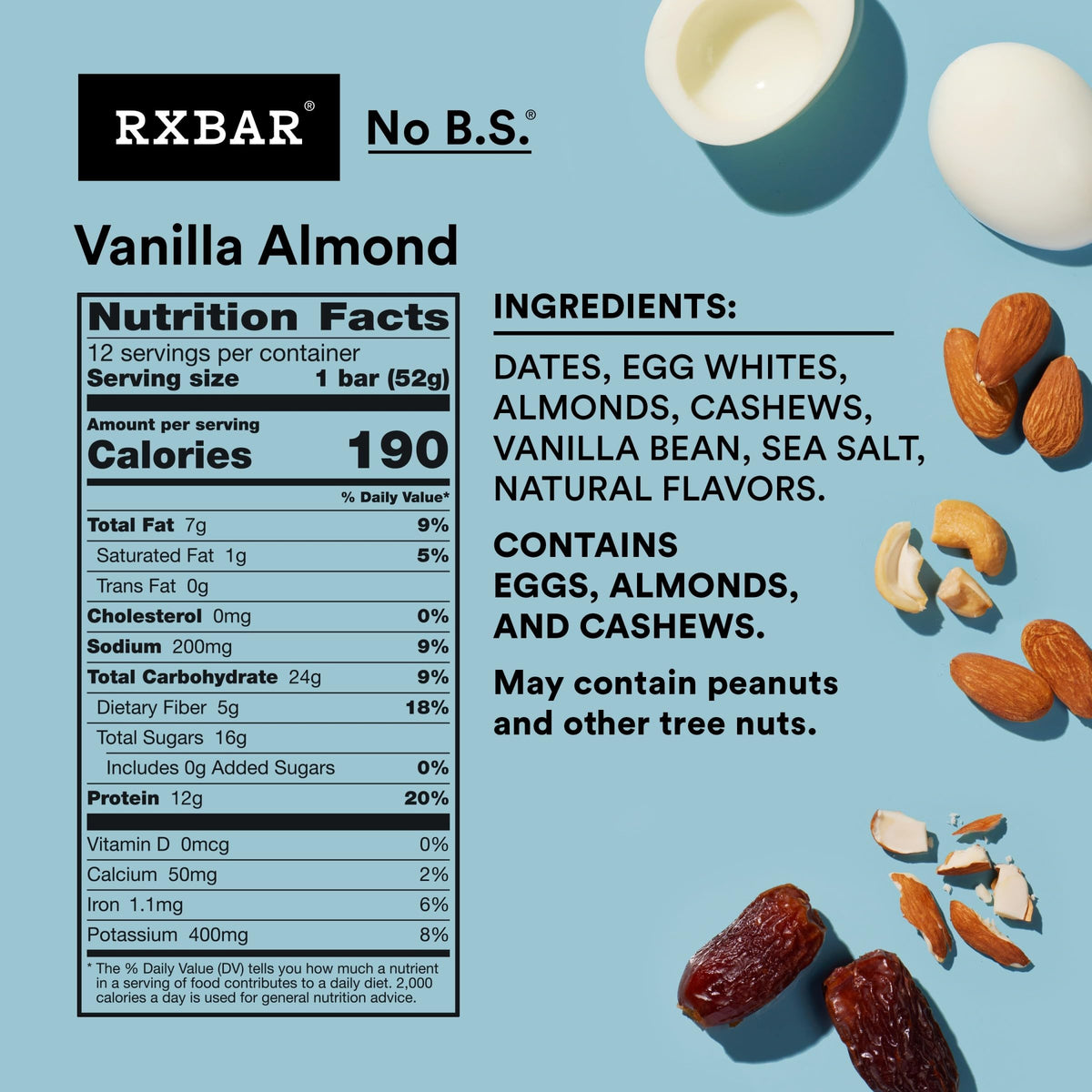 RXBAR Vanilla Almond Protein Bar 12g Protein - 1 Bar - image 2