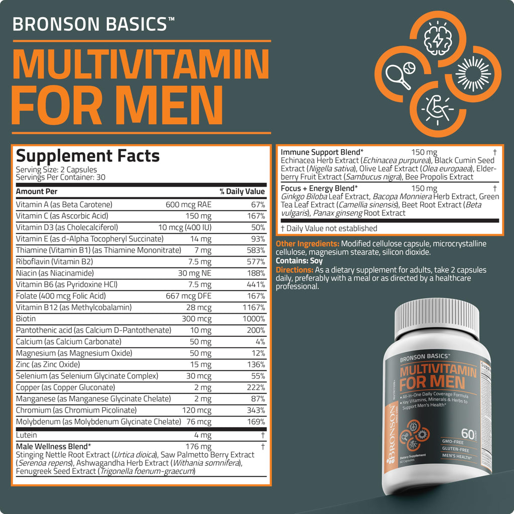 Bronson Multivitamin for Men All-in-One Daily - 60 Capsules - image 8