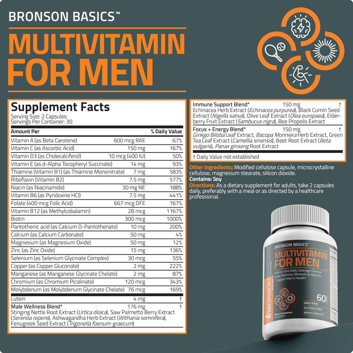 Bronson Multivitamin for Men All-in-One Daily - 60 Capsules - image 8
