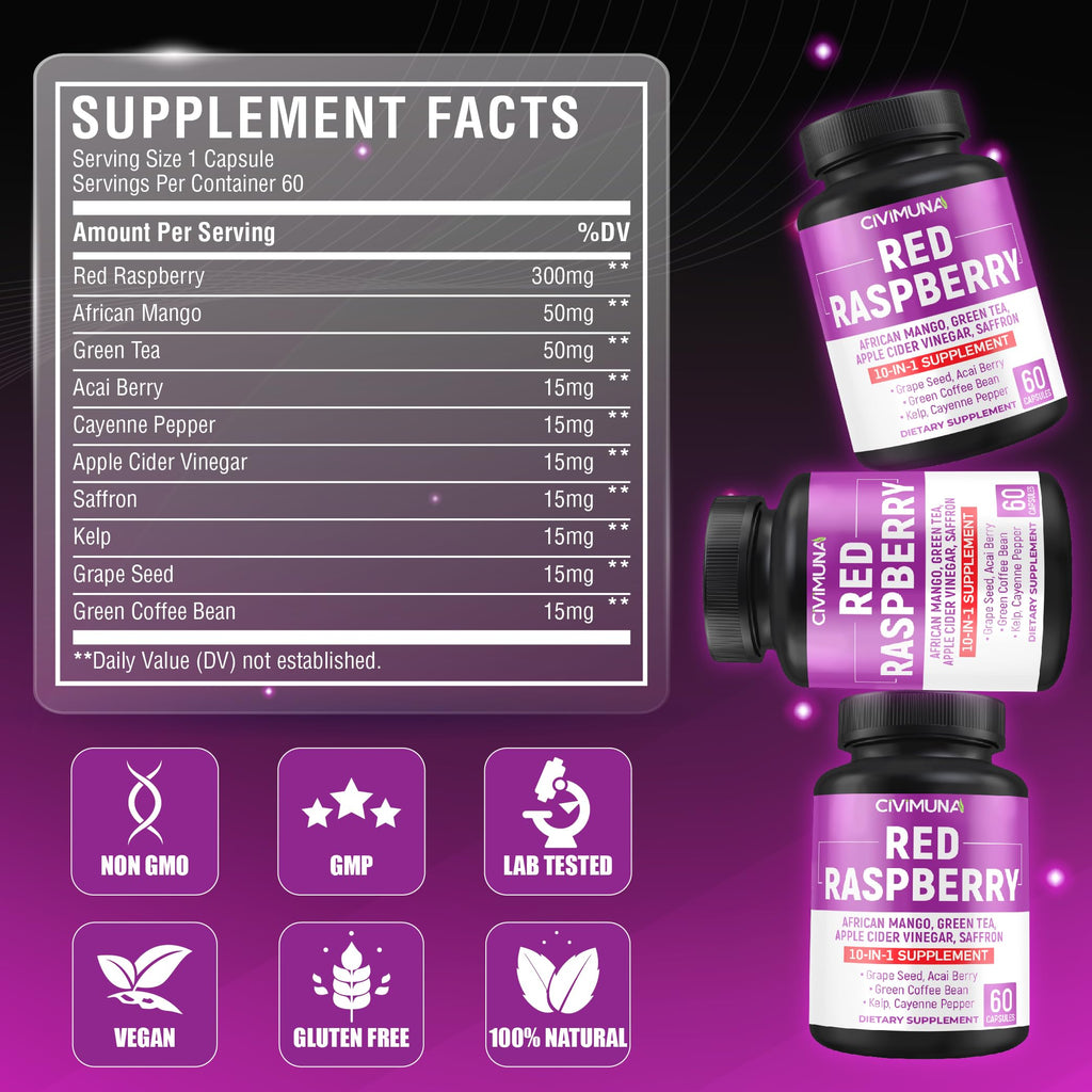 CIVIMUNA Red Raspberry Capsules - 120 Capsules - image 3