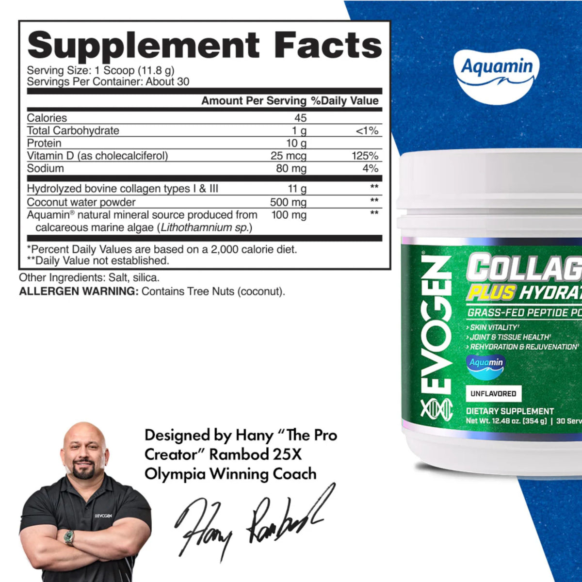 Evogen Collagen Plus Hydration Vanilla Powder