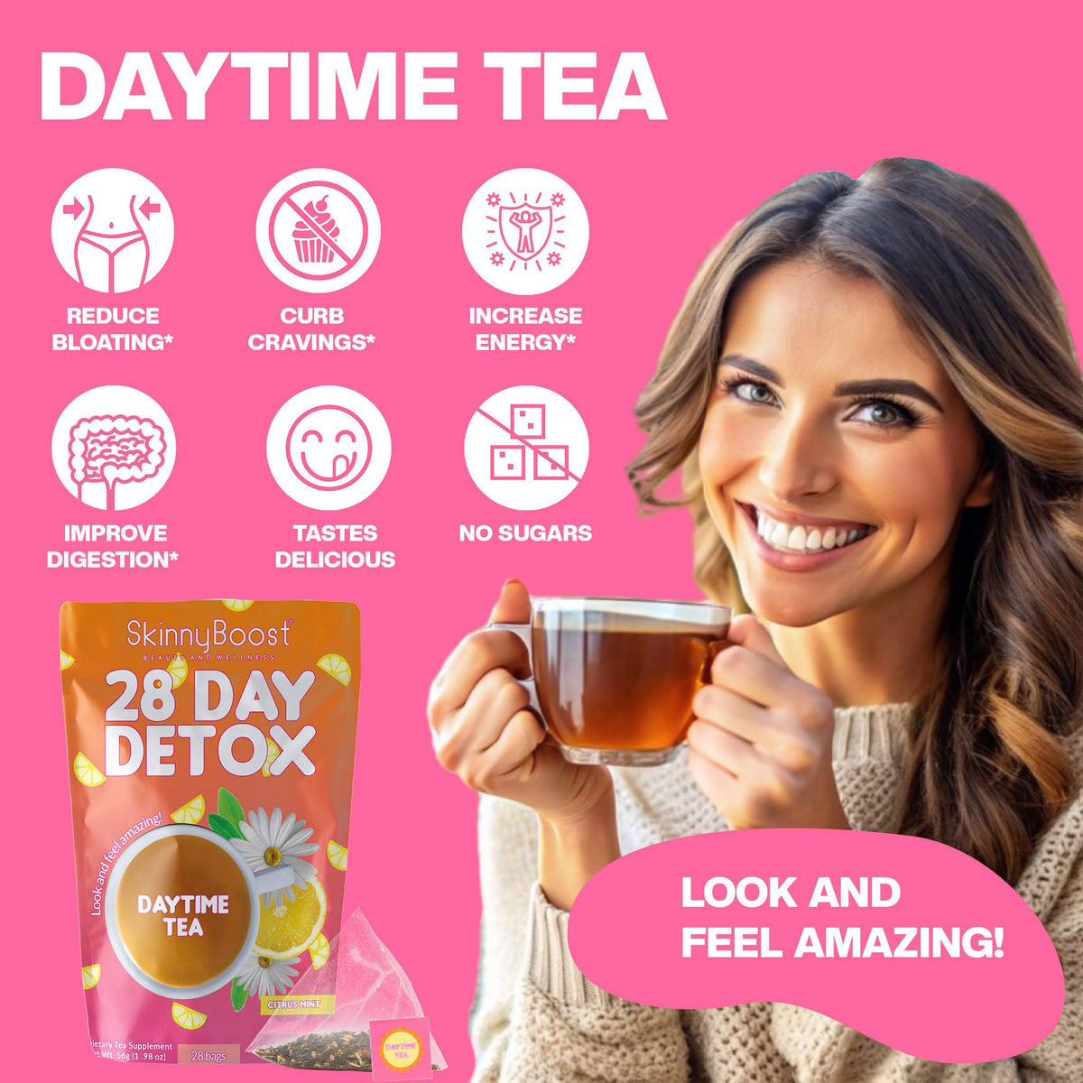 SkinnyBoost 28 Day Detox Daytime Tea Citrus Mint - 28 Tea Bags - image 4