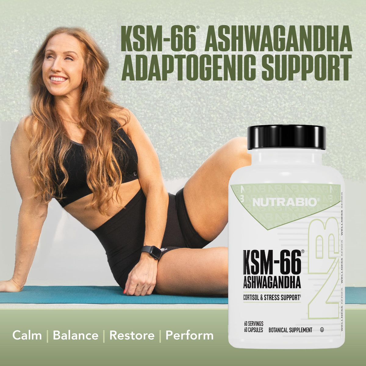 NutraBio Ashwagandha KSM-66 600 MG for Stress & Mood - 60 Capsules - image 2