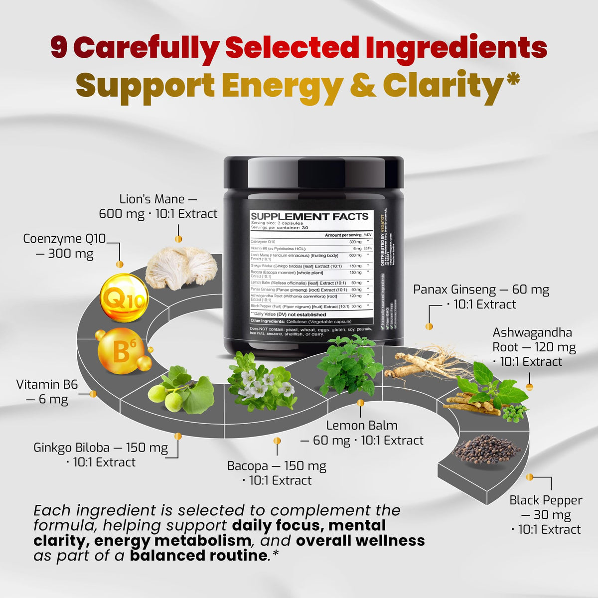 VEGATOT Brain Booster Brain Health Complex - 90 Capsules - image 3