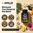 X Gold Health Vitamin D3 K2 K1 Zinc Quercetin Complex - 120 Capsules - image 5
