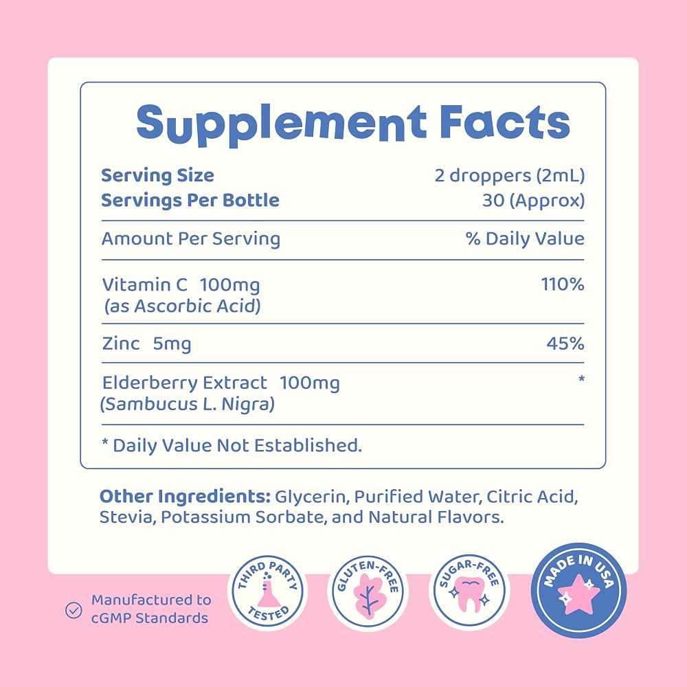 JoySpring Vitamin C and Zinc for Kids, Elderberry Liquid Supplement - image 7