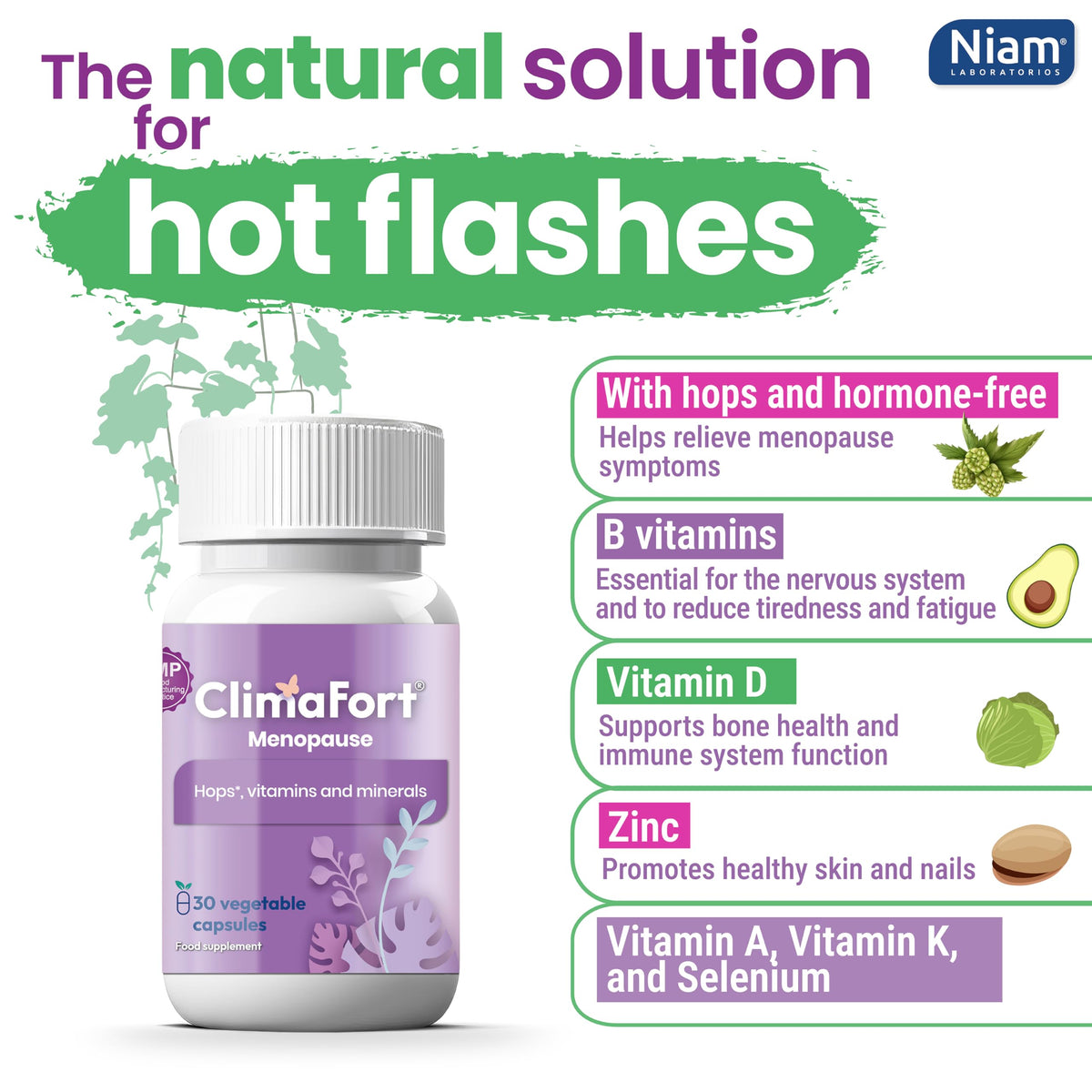 Climafort Menopause Support with Hops - 30 Vegetarian Capsules - image 5