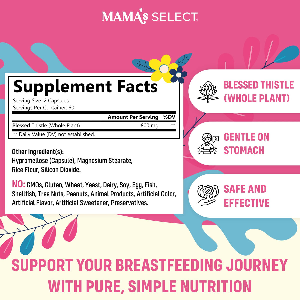 Mama's Select Blessed Thistle Lactation Support - 120 Vegan Capsules - image 2