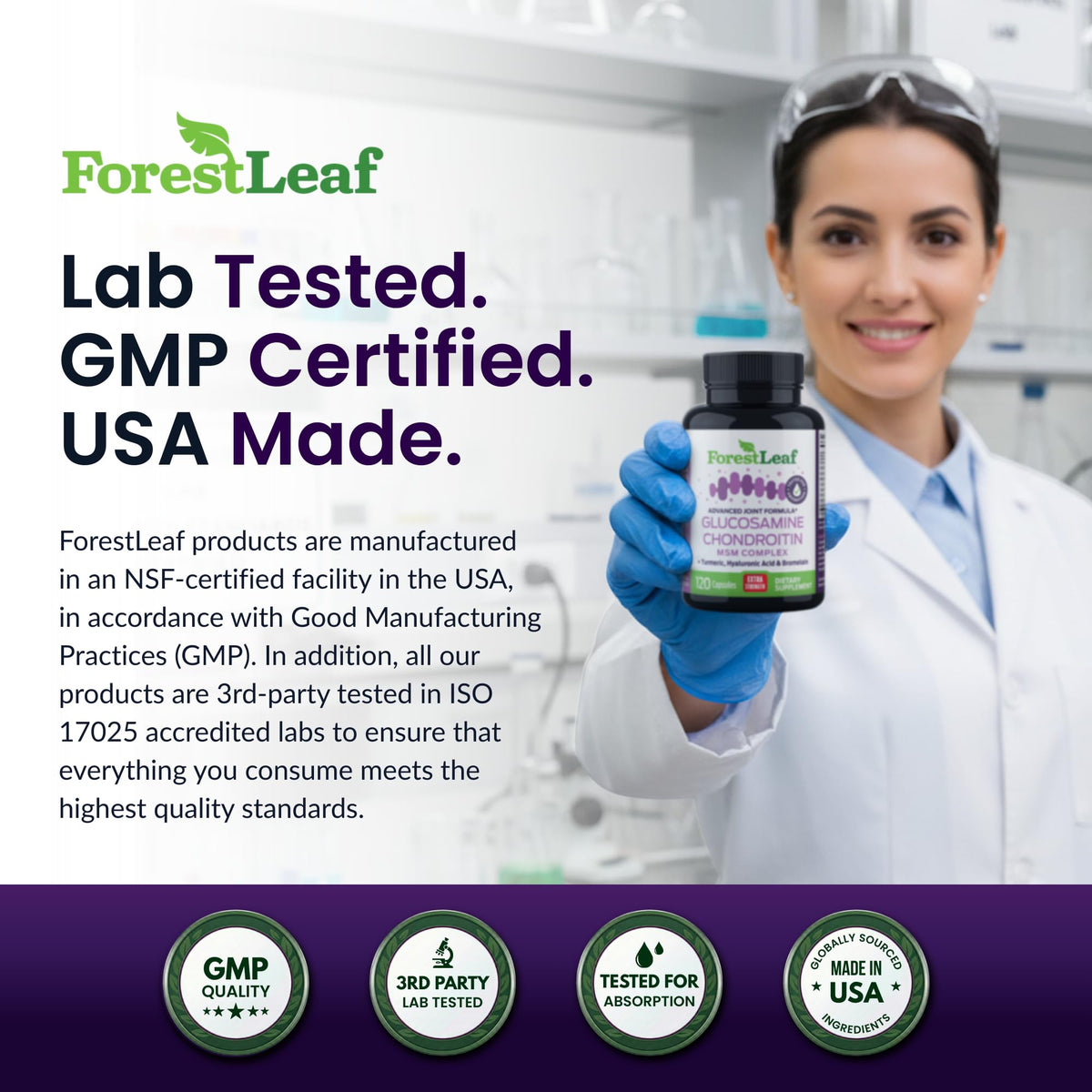 ForestLeaf Glucosamine Chondroitin MSM Joint Support - 120 Capsules - image 6