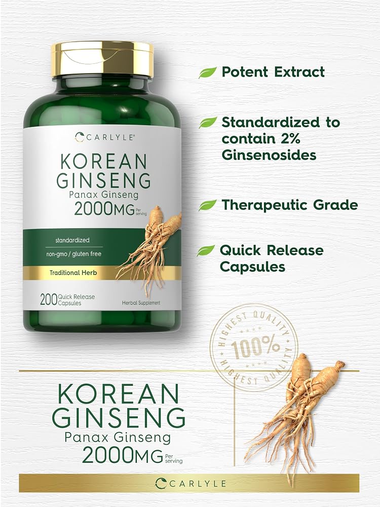 Carlyle Korean Panax Ginseng Extract 2000mg - 200 Capsules - image 4