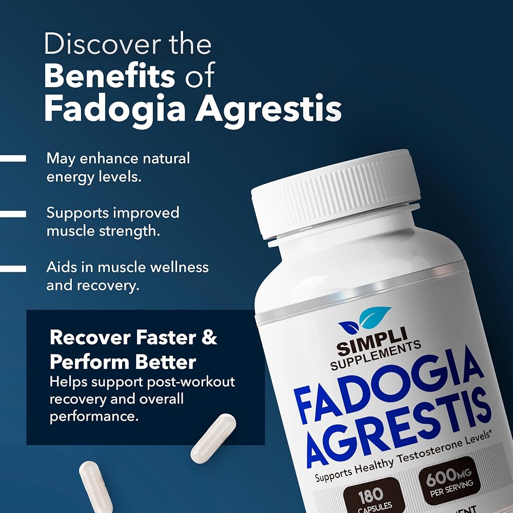 Simpli Supplements Fadogia Agrestis 600mg Testosterone Support - 180 Capsules - image 4