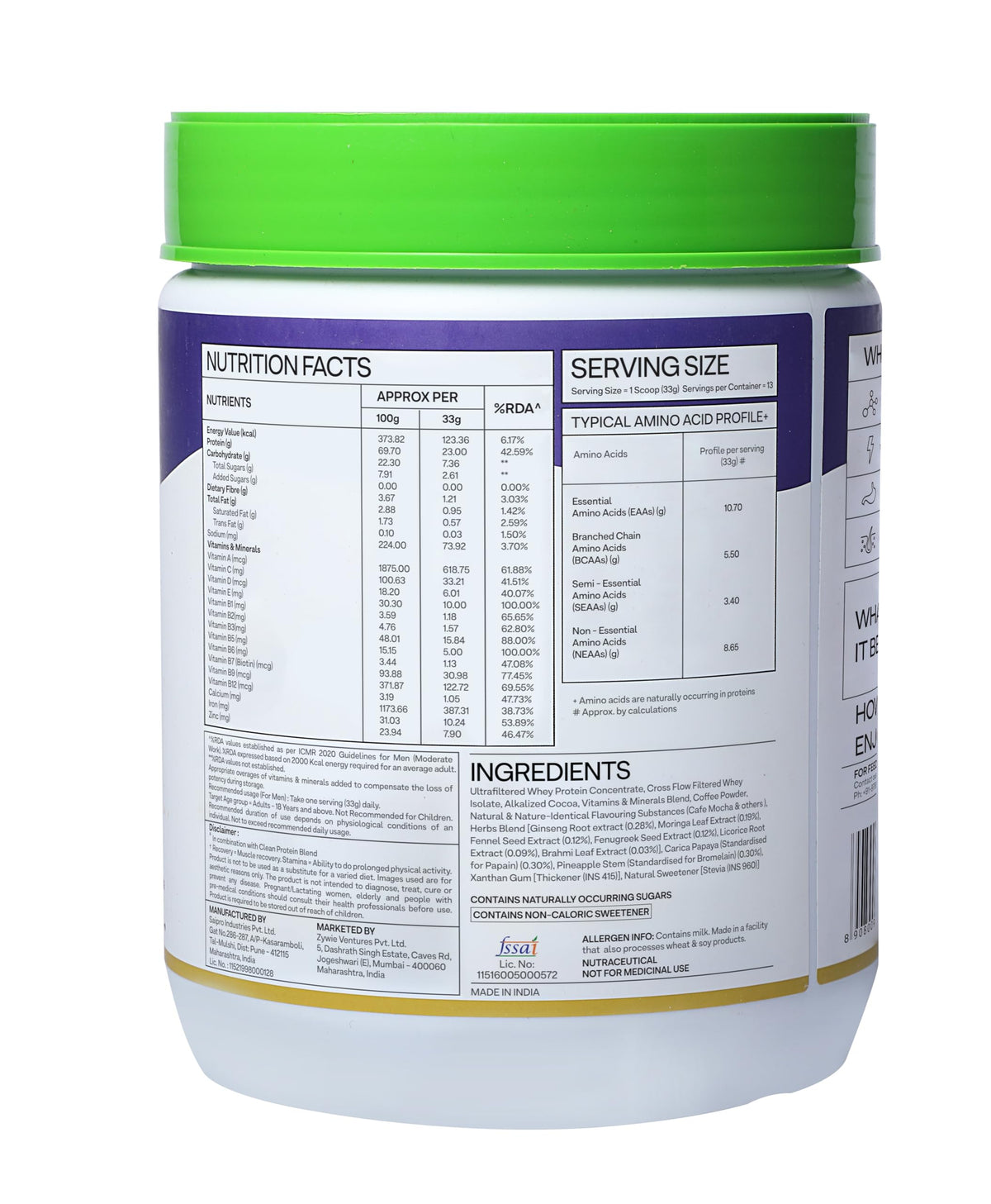 OZiva Protein & Herbs Men with Multivitamins for Stamina - 1.1 lbs - image 8