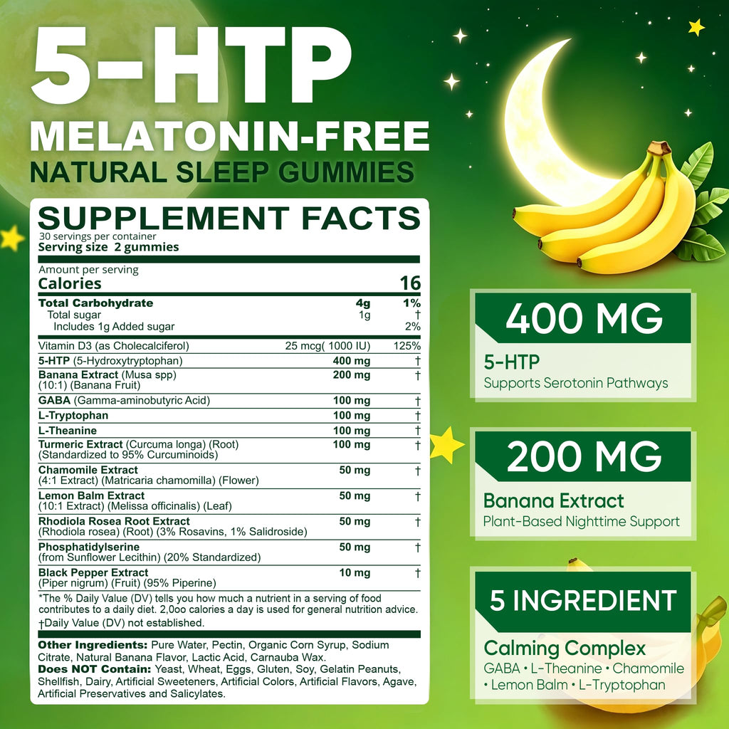 NEVISS 5-HTP Gummies, Melatonin Free Gummies