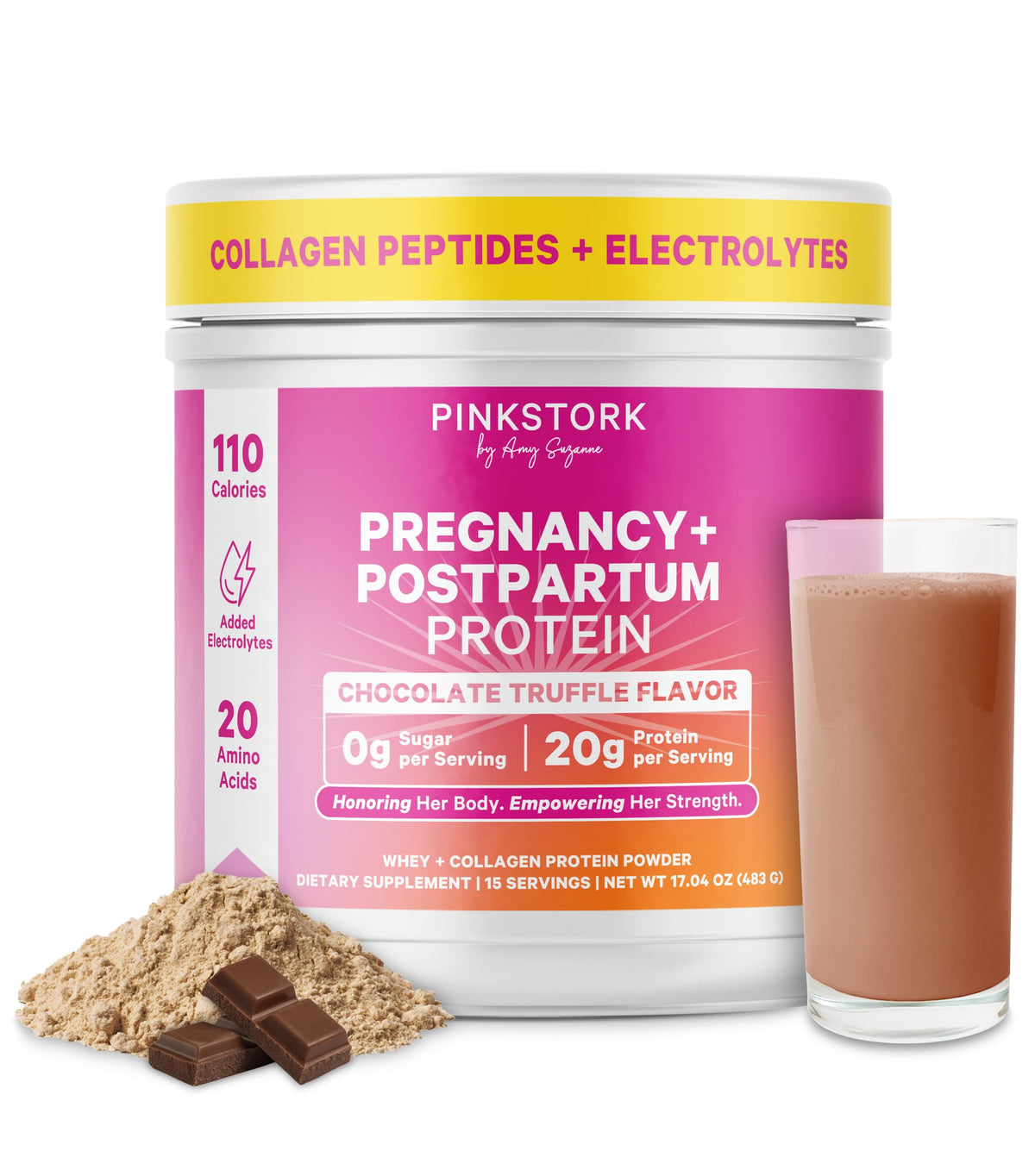 Pink Stork Pregnancy & Postpartum Protein Powder Chocolate - 15 Scoops
