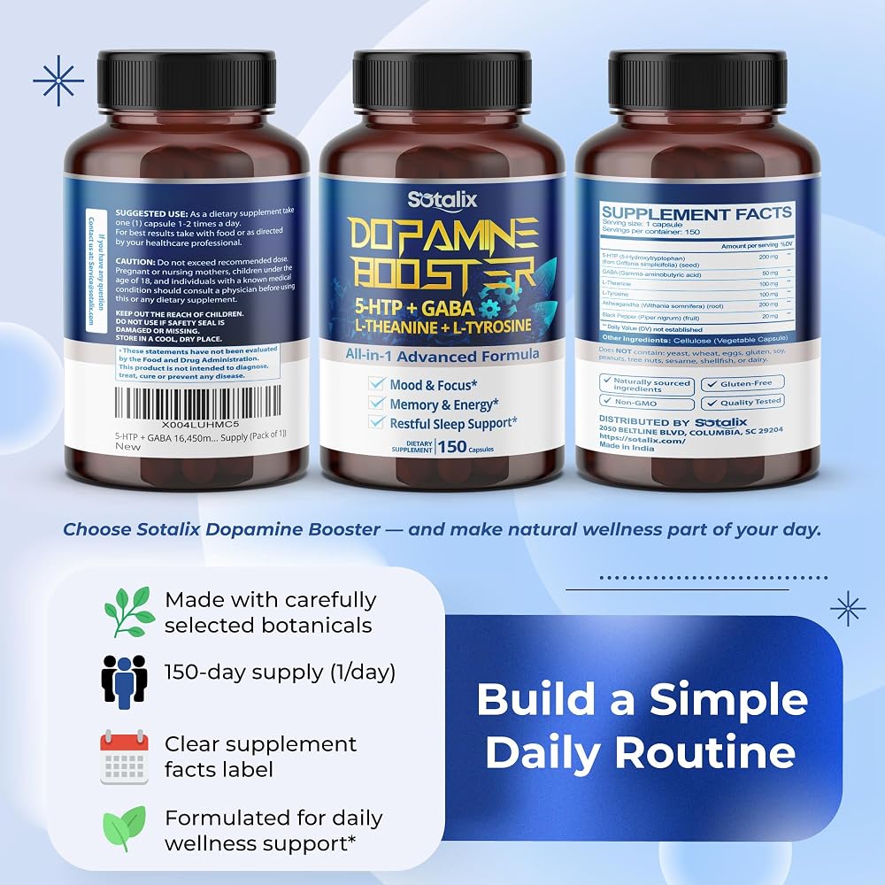 Sotalix 5-HTP GABA Complex 6-in-1 with L-Theanine - 150 Capsules - image 9