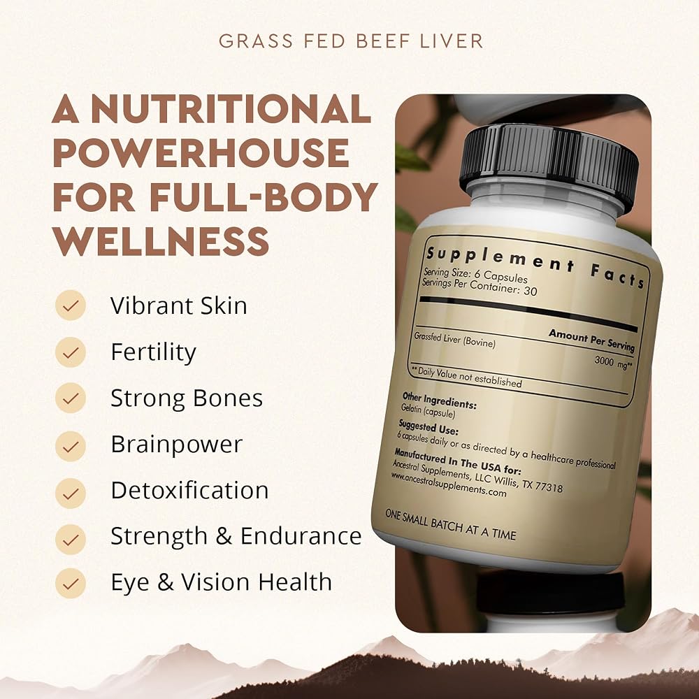 Ancestral Supplements Grass Fed Beef Liver Capsules - 180 Capsules - image 3