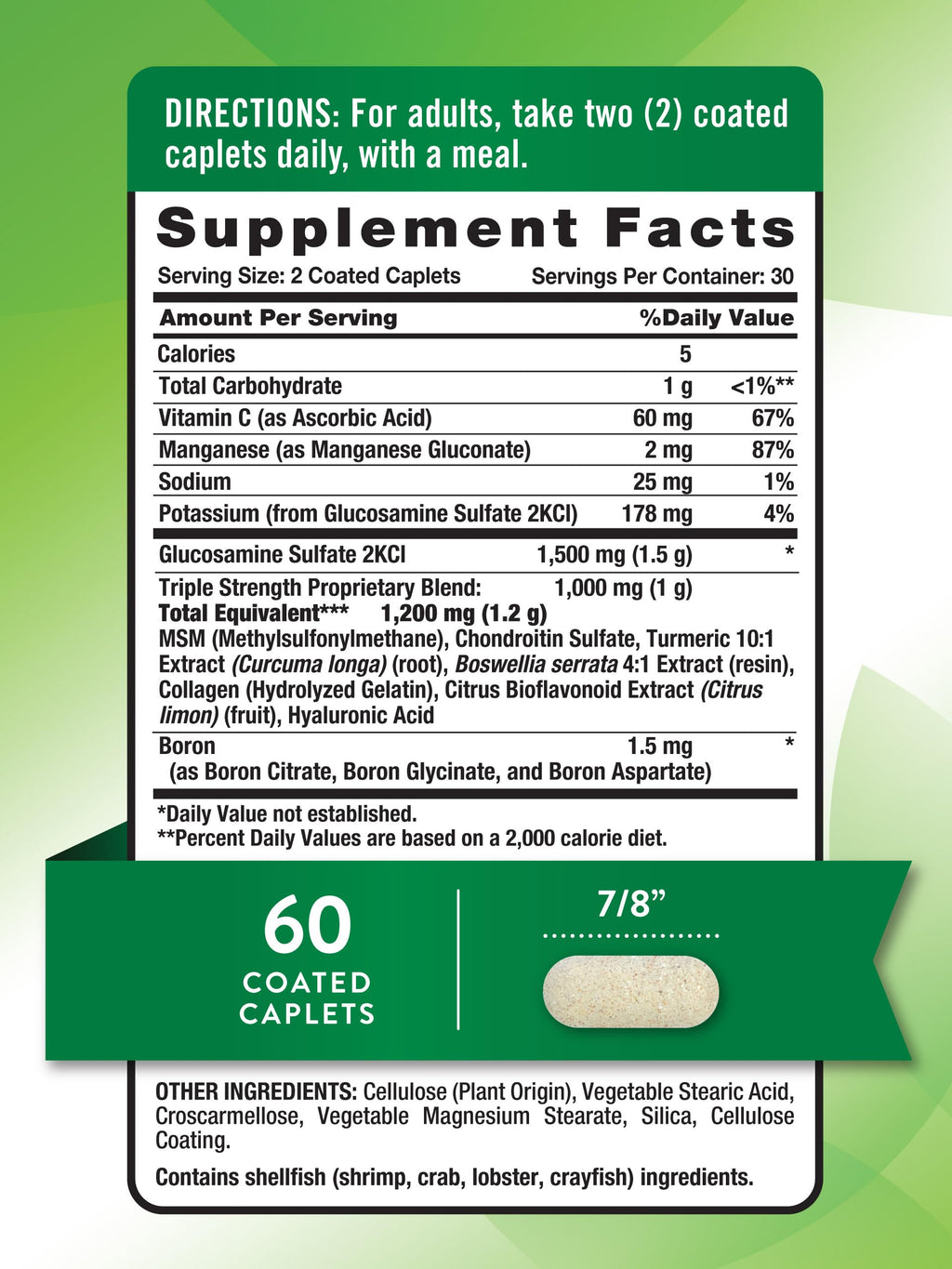 Nature's Truth Glucosamine Chondroitin MSM Complex - 60 Caplets - image 2