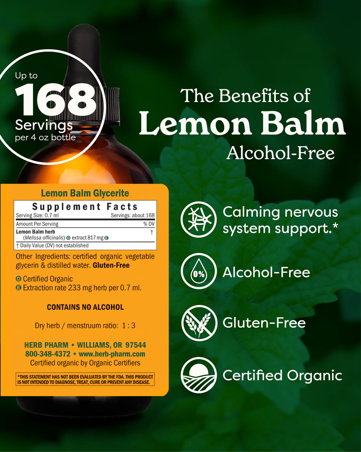 Herb Pharm Certified Organic Lemon Balm