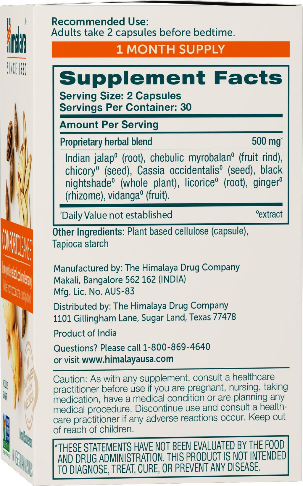 Himalaya ComfortCleanse Detox & Colon Cleanse - 60 Vegetarian Capsules - image 2