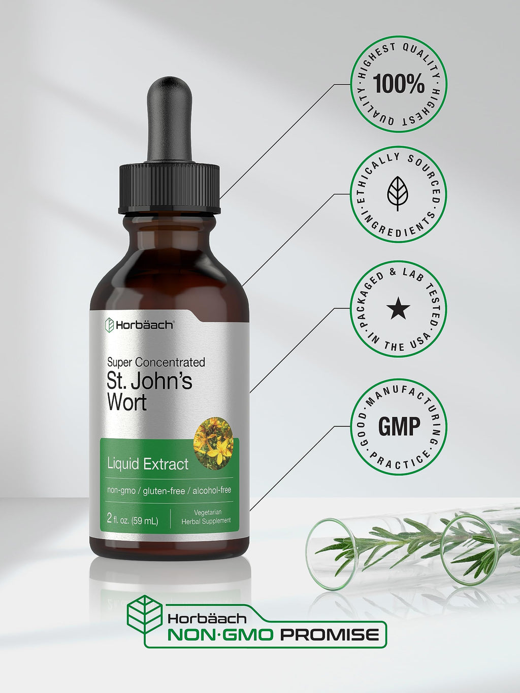 Horbäach St. John's Wort Tincture Alcohol Free - 2 Fl Oz - image 5