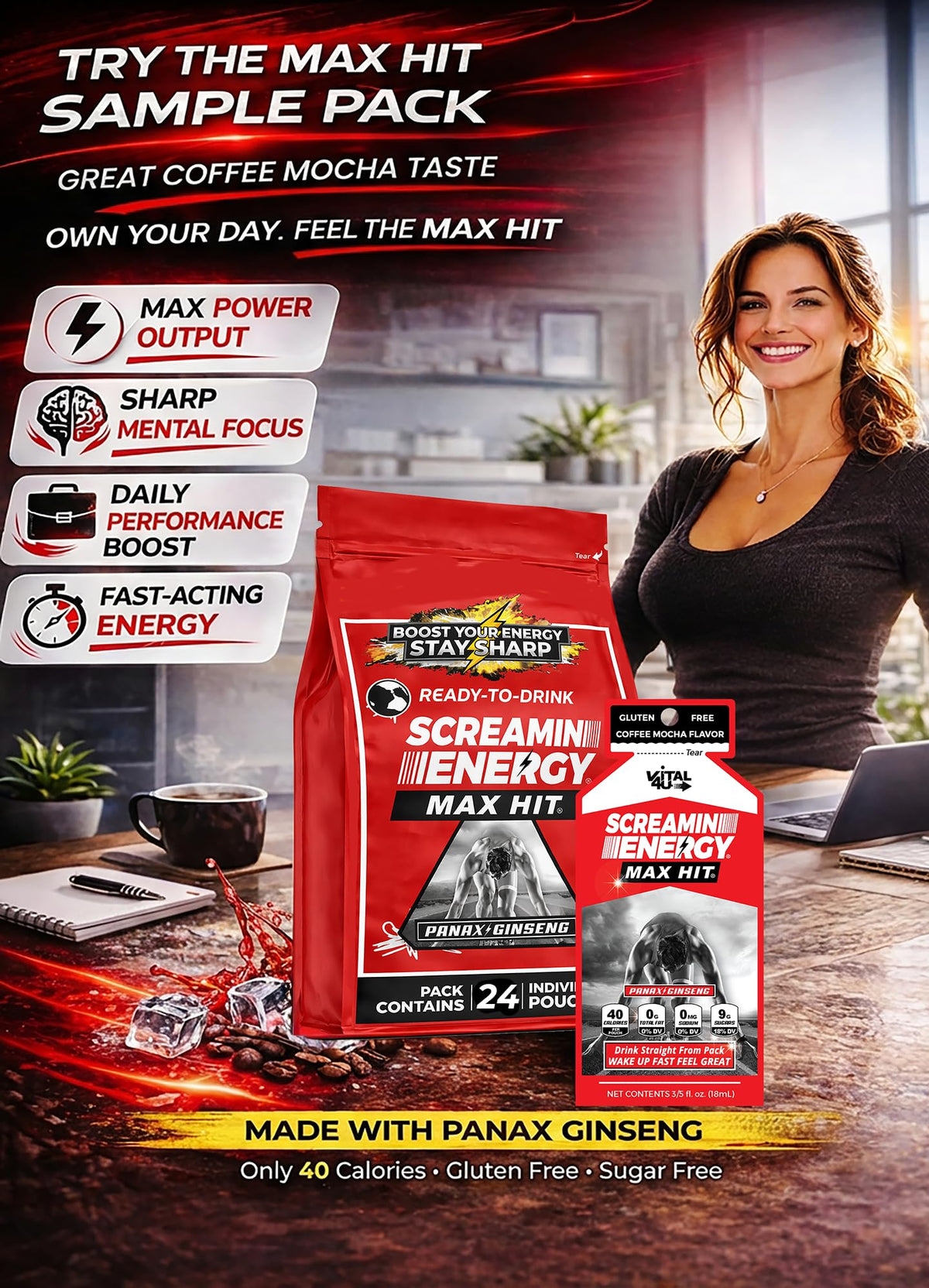 VITAL 4U Screamin Energy Max Hit Coffee Mocha Energy Shots - 24 Count - image 5