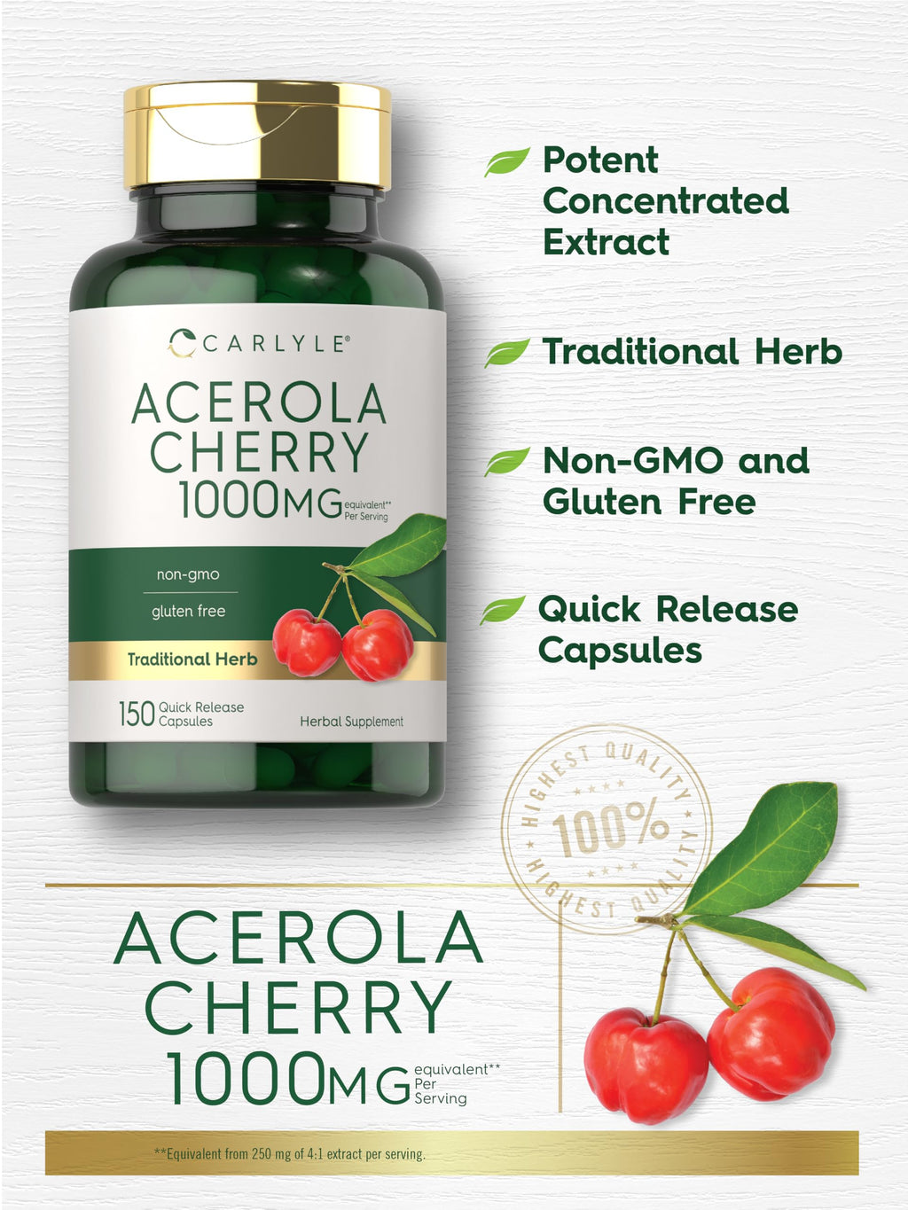 Carlyle Acerola Cherry Vitamin C Extract - 150 Capsules - image 4