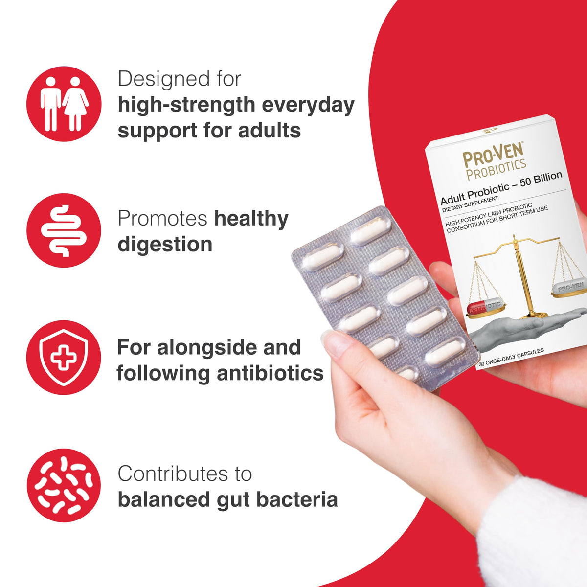 Pro-Ven Daily Probiotics 50 Billion CFU Digestive Support - 30 Capsules - image 4