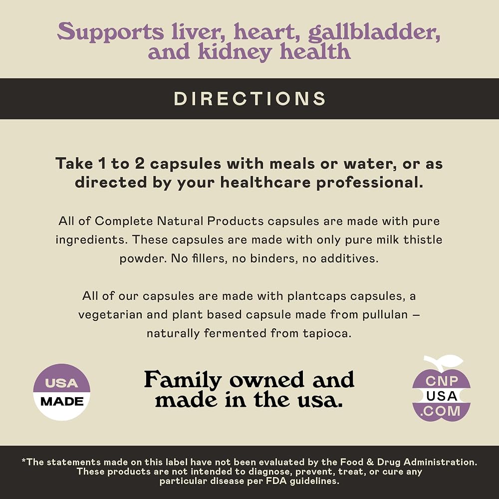 Complete Natural Products Milk Thistle 500mg Capsules - 100 Count - image 5
