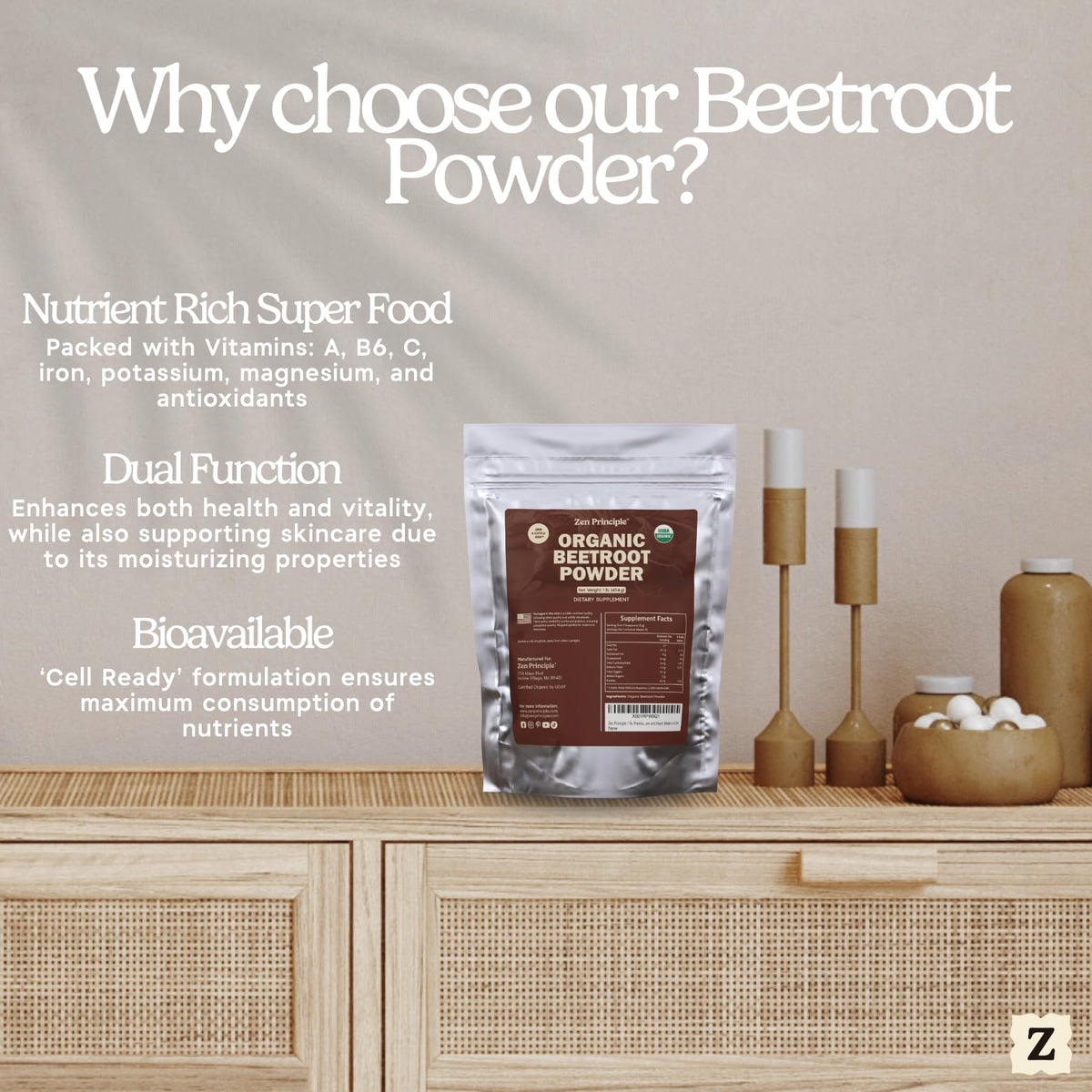 Zen Principle Organic Beetroot Powder Energy Boost - 1 lb - image 3