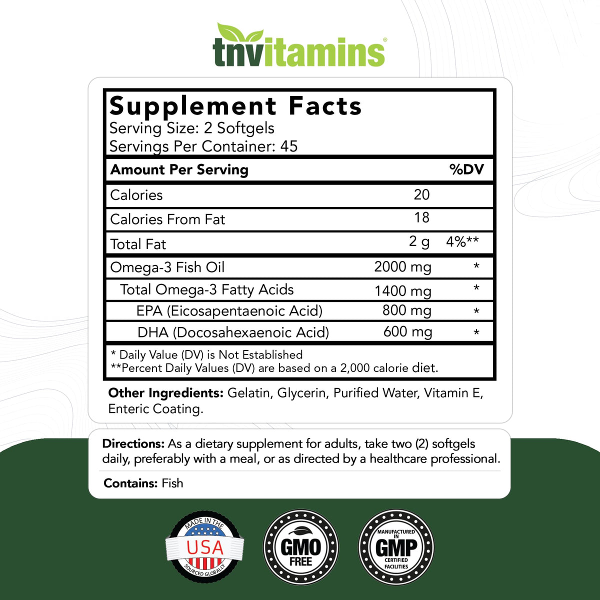 tnvitamins Burpless Omega-3 Fish Oil 2000mg - 90 Softgels - image 2