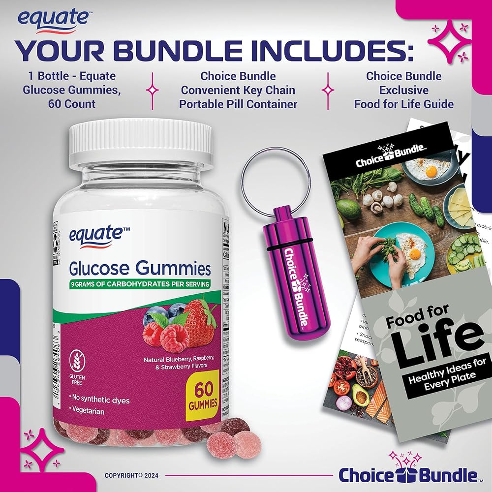 Choice Bundle Equate Glucose Gummies Berry Flavor - 60 Gummies - image 2