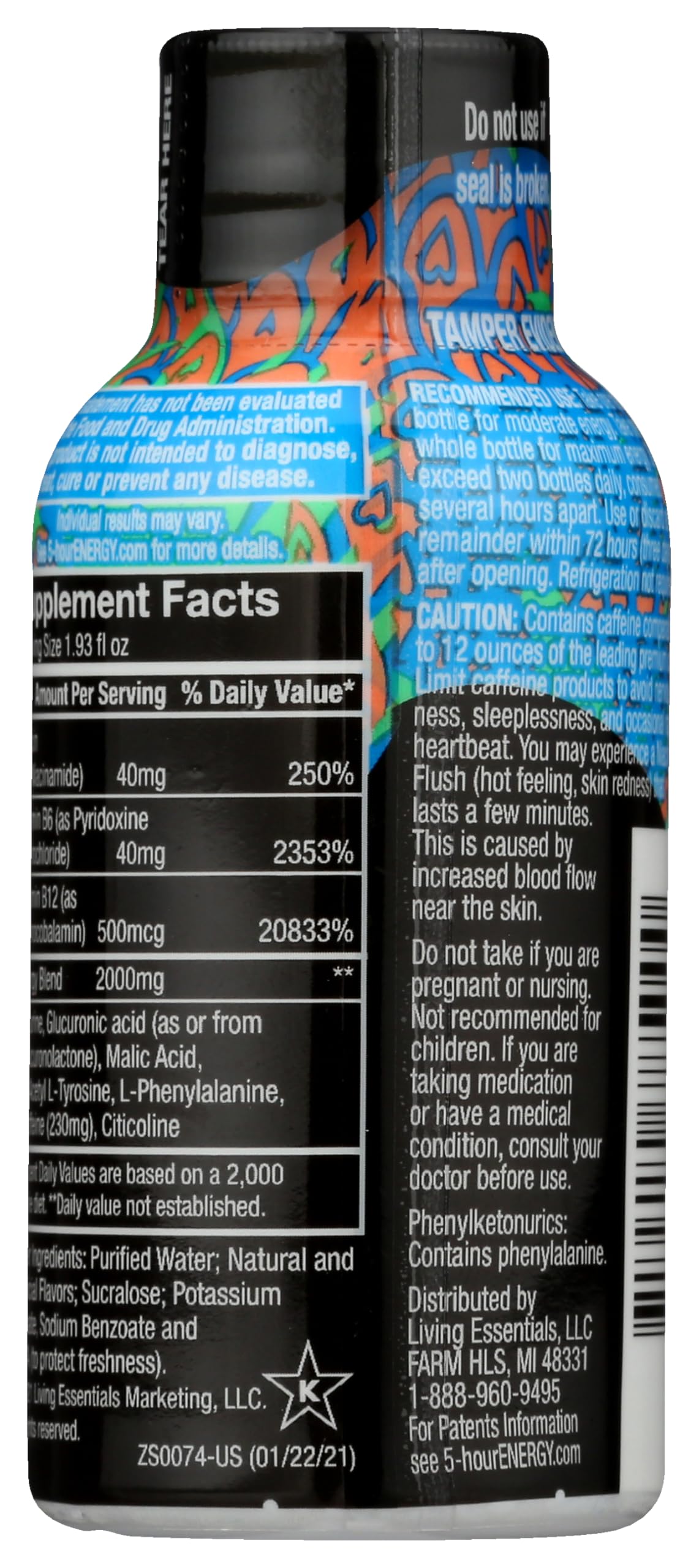 Living Essentials 5-Hour Energy Extra Strength Sugar Free Tropical - 12 Pack - image 2