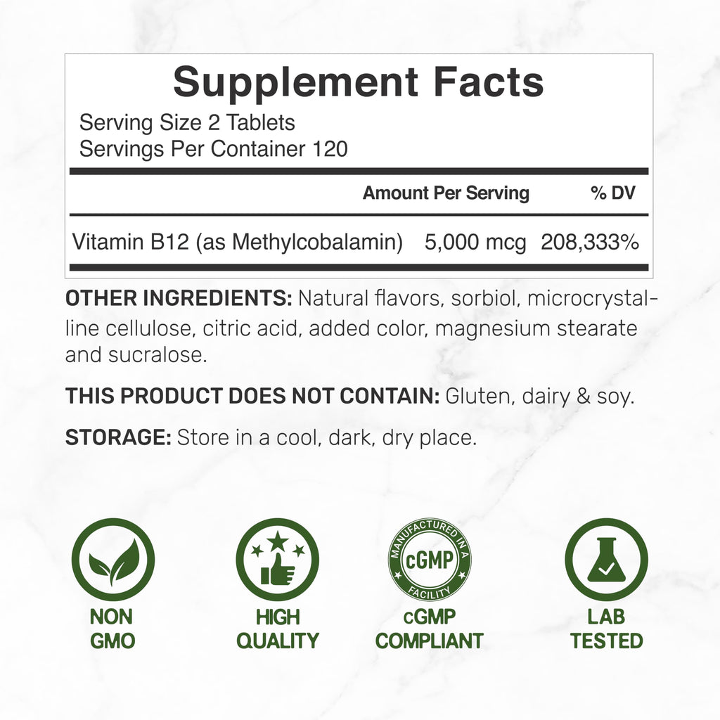 DEAL SUPPLEMENT Methyl B-12 5000 mcg - 240 Tablets - image 2