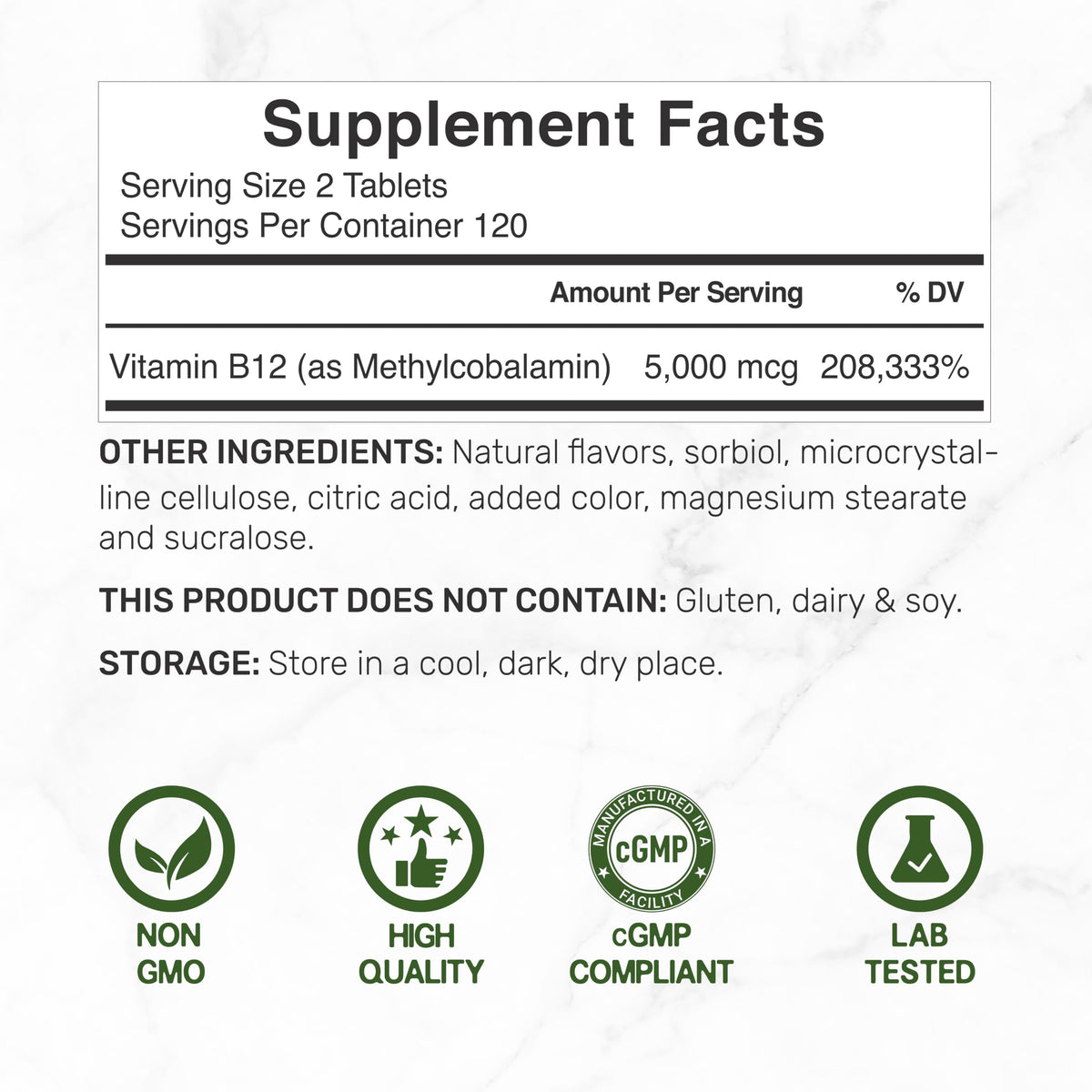 DEAL SUPPLEMENT Methyl B-12 5000 mcg - 240 Tablets - image 2
