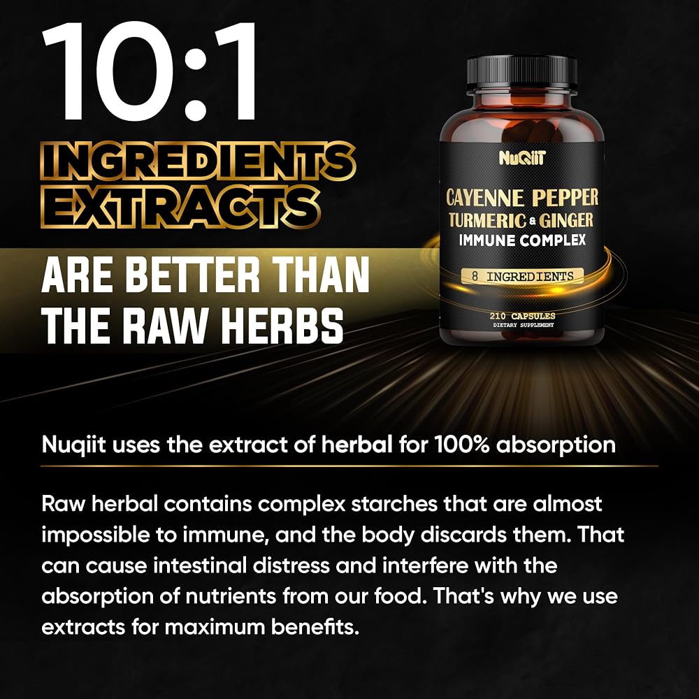 NUQIIT Cayenne Pepper Capsules Organic with Turmeric & Ginger - 210 Count - image 5