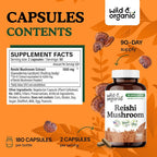 Wild & Organic Reishi Mushroom Capsules 1000mg - Immune Support