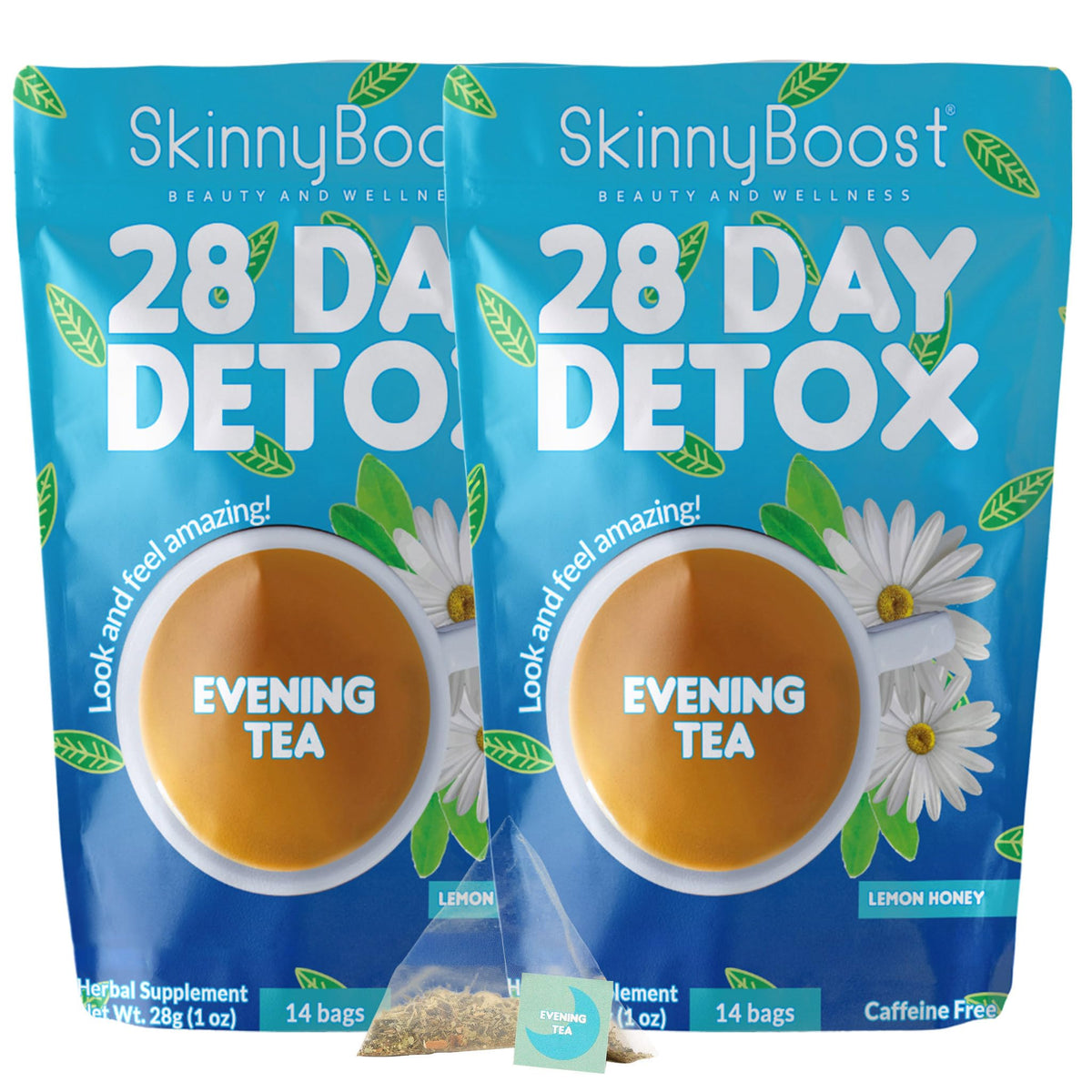 SkinnyBoost Daytime Teas, 3 Evening Detox Teas Non GMO, Vegan, All