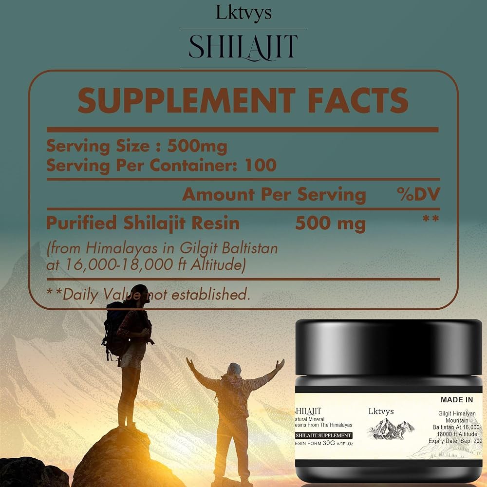 Lktvys Himalayan Shilajit Resin 500 mg - 30 g Jar - image 5